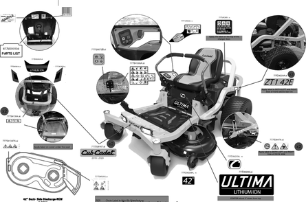Label Map Diagram and Parts List for ZT1-42E (34BBA2CS710)(2022) Cub Cadet Lawn Tractor